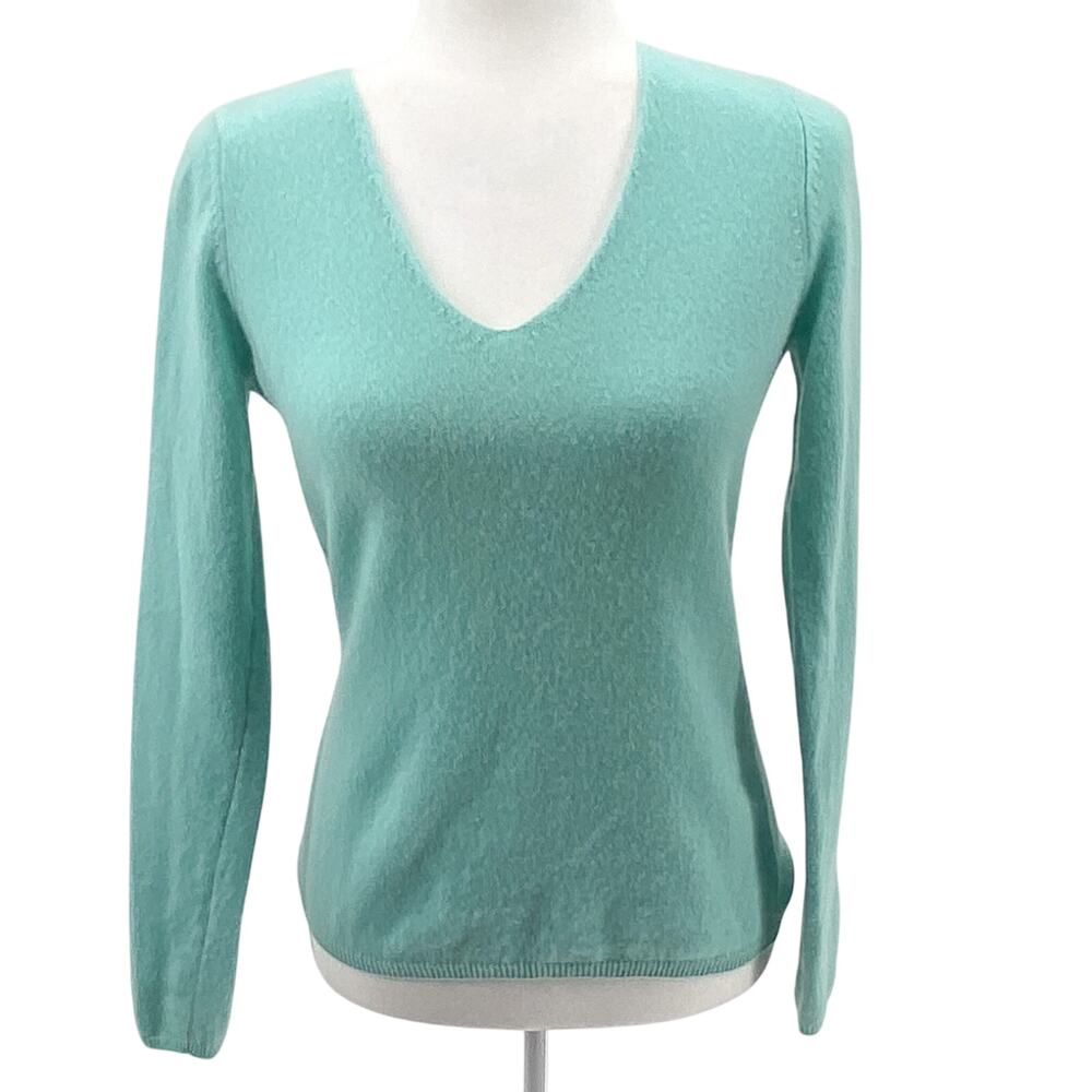 Vintage Peck & Peck Aqua Cashmere V-Neck Sweater Small